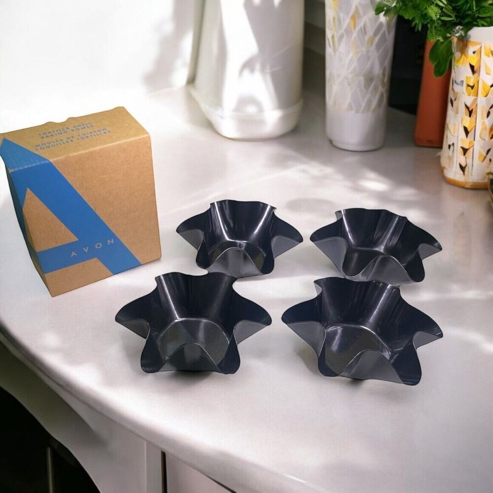 Avon Set of 4 Tortilla Shell Baking Bowls NEW IN BOX 6-1/8” Wide